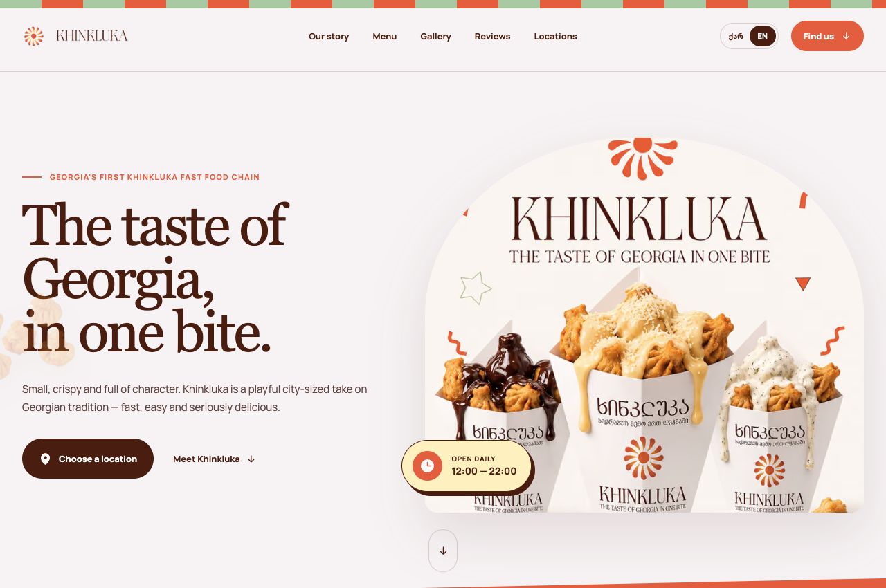 Capture du site Khinkluka : accueil, navigation et présentation des produits