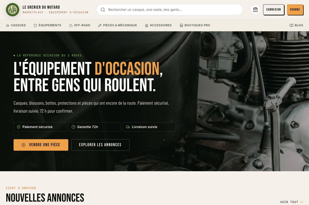 Capture de la marketplace Le Grenier du Motard
